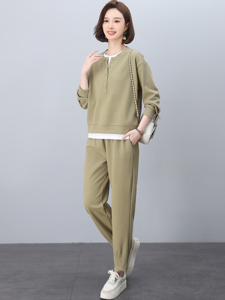 潮牌休闲运动套装女2025春秋超火穿搭韩系减龄妈妈两件搭配一整套