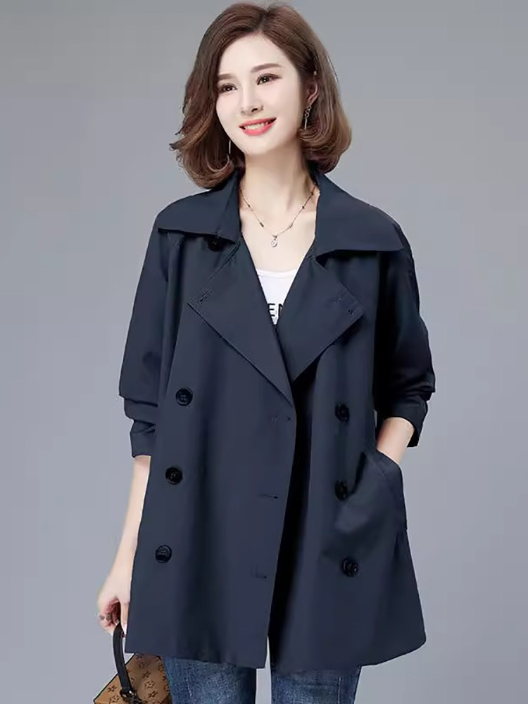 潮牌中年妈妈中长款风衣女2025秋胖mm大码遮肚显瘦小个子休闲外套