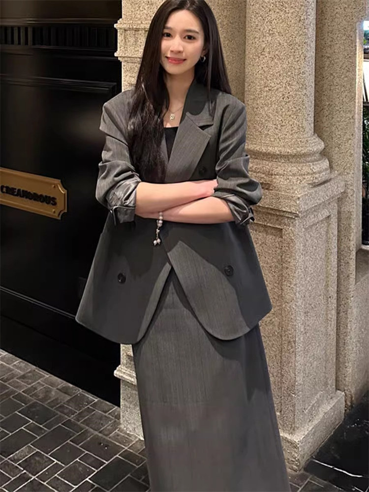 潮牌2025春季高级感西装半身裙女春秋搭配一整套两件套时尚套装裙