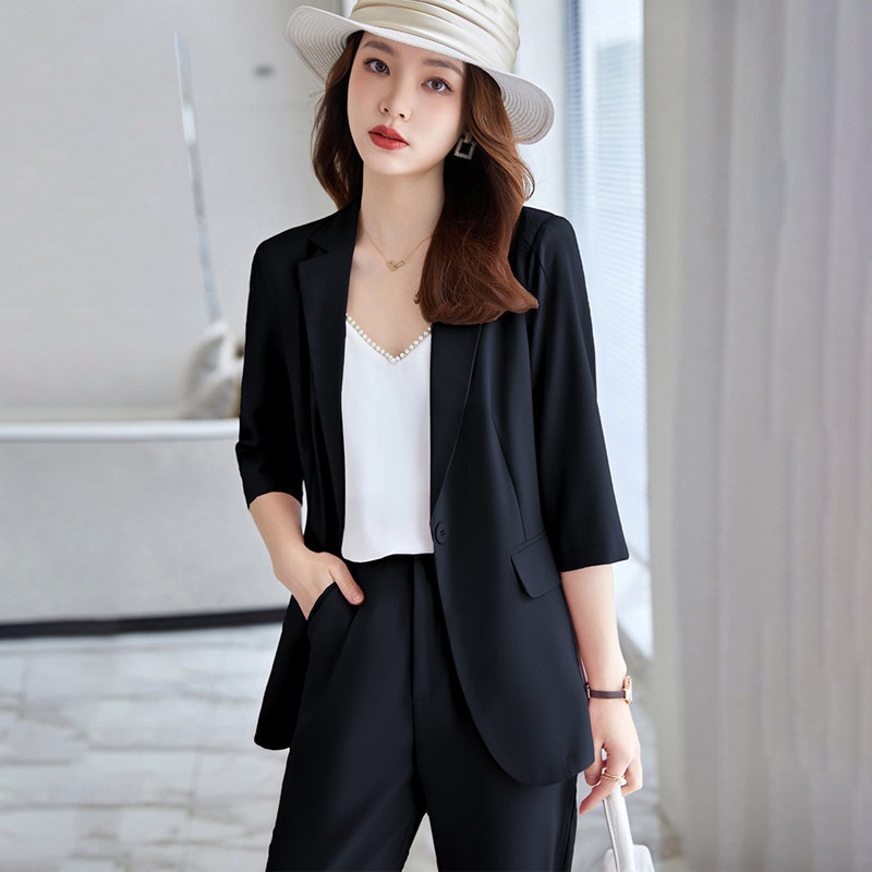 潮牌西装套装女夏季薄款职业气质女神范高级感休闲西服外套工作服