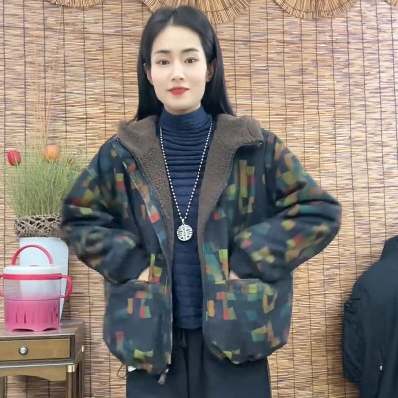 双面穿印花牛仔棉服女2025年冬季新加绒加厚连帽保暖显瘦百搭棉衣,女装/女士精品,棉衣/棉服,淘宝优惠券,粉丝福利购,淘宝优惠卷