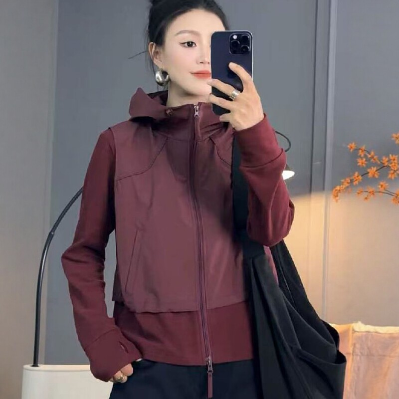 休闲时尚2026年秋季新款百搭拼接马甲假两件套上衣潮流外套开衫女图片