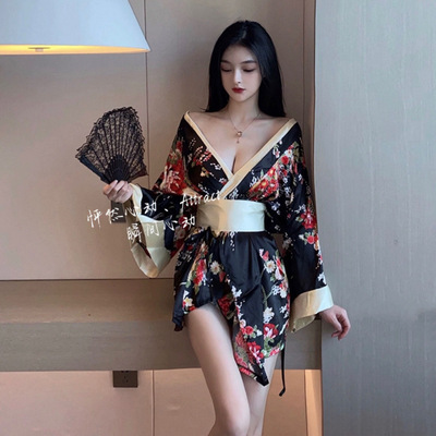 日式印花和服睡裙诱惑浴袍
