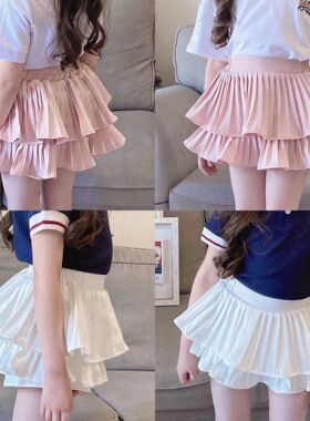 女童半身裙儿童蓬蓬裤辣妹装高腰舞蹈a字短裙宝宝百褶裙子