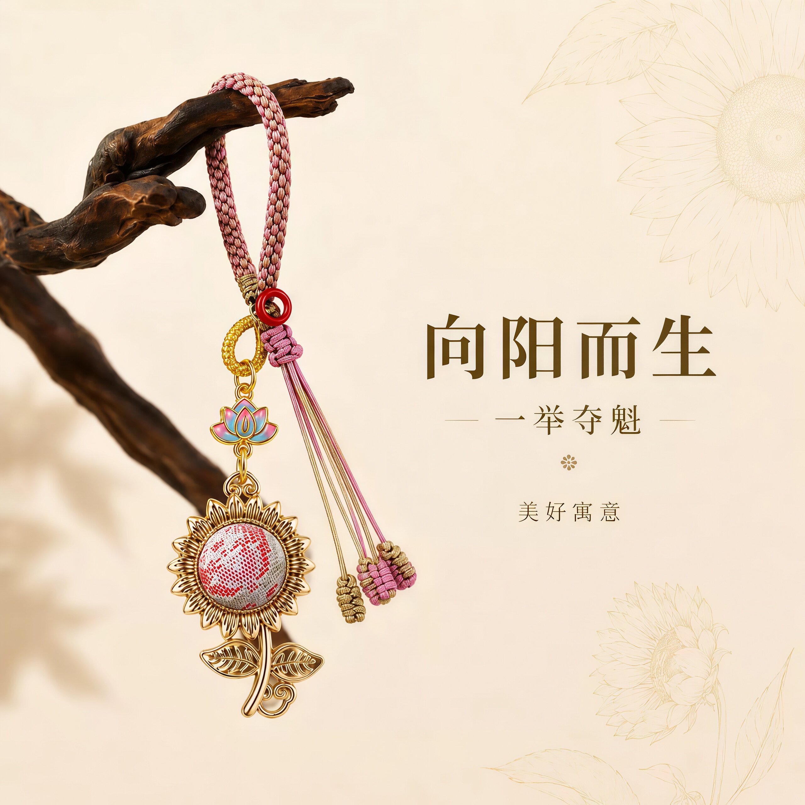灵隐宋锦向日葵钥匙扣挂件伴手礼