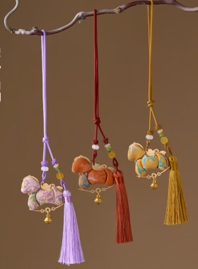 【灵隐】马年挂饰宋锦小马车挂马上有钱马上如意汽车挂件新年礼物