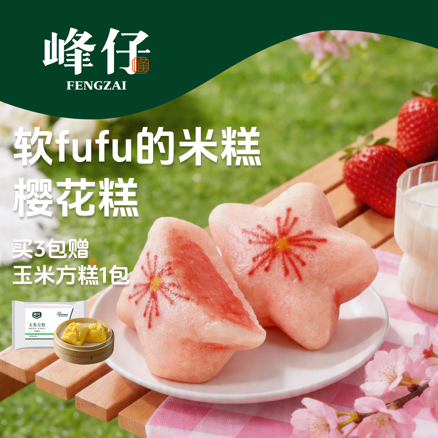 峰仔樱花糕软糯米糕下午茶追剧推荐零食糕点发糕米糕