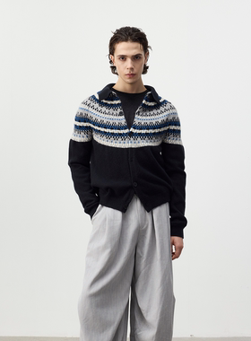 Set for life 25FW费尔岛彩纱肌理针织复古开衫毛衣