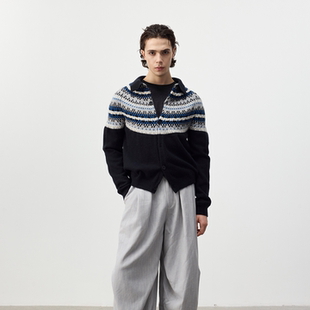 25FW费尔岛彩纱肌理针织复古开衫 life 毛衣 for Set