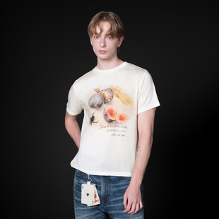 for 印花天丝羊毛混纺短宽短袖 life 无花果花语 杏白 25SS Set