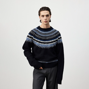 25FW复古费尔岛针织羊毛混纺圆领毛衣 life Set for