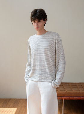 Set for life 「原创正品」六色条纹慵懒休闲短宽圆领长袖T恤打底