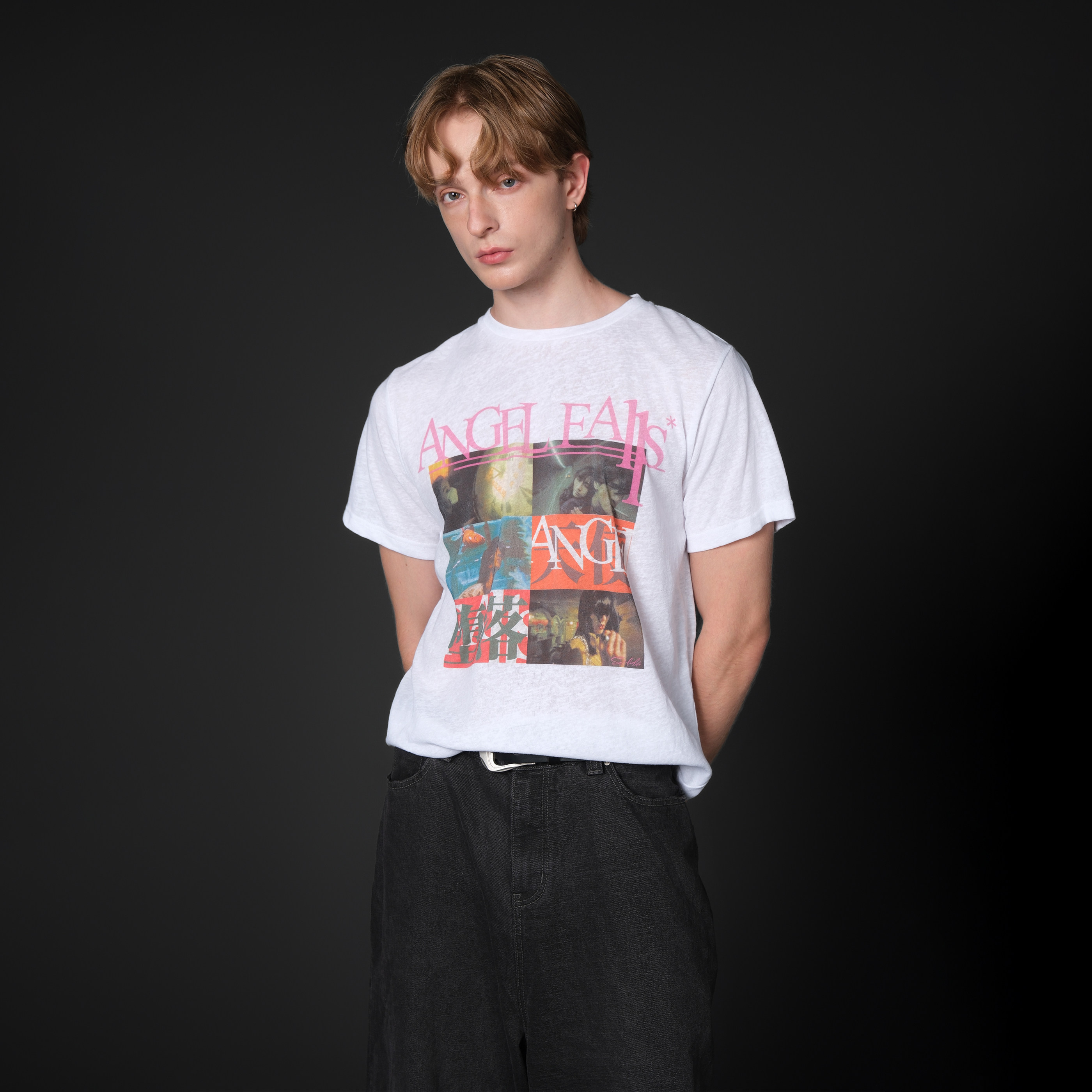 Set for life 25SS “堕落天使”致敬系列印花亚麻短宽短袖白