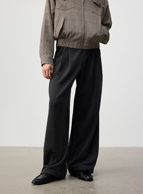 Set for life 25FW软糯云朵感微阔直筒双打褶侧边抽绳卫裤