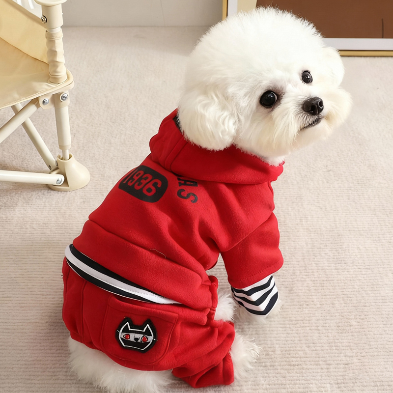 狗狗冬天衣服小型犬外出防脏保暖四脚衣棉衣厚款拜年小体比熊喜庆