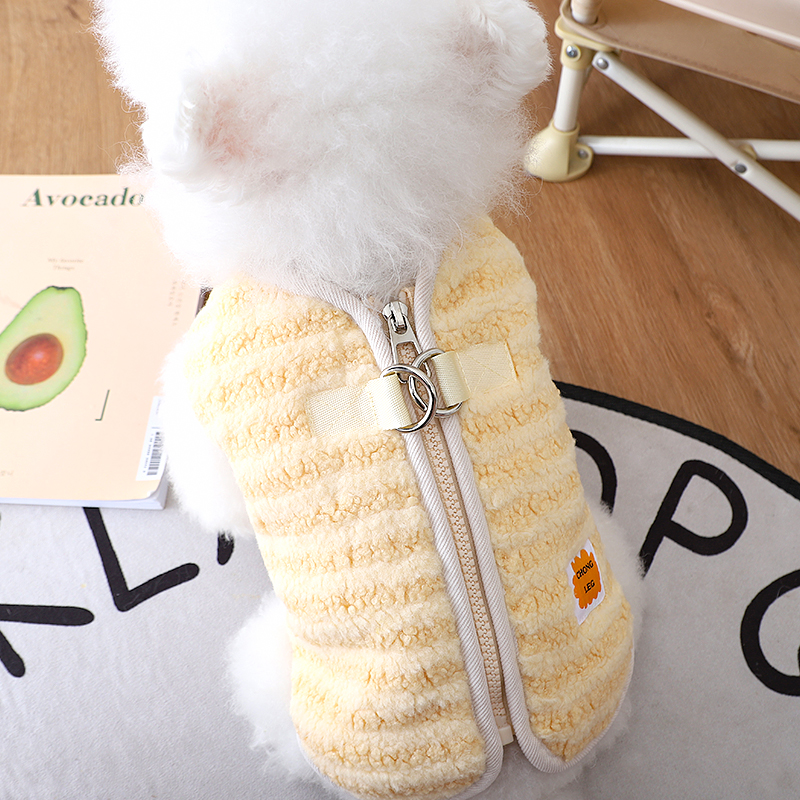 比熊犬专用衣服可牵引棉背心秋装