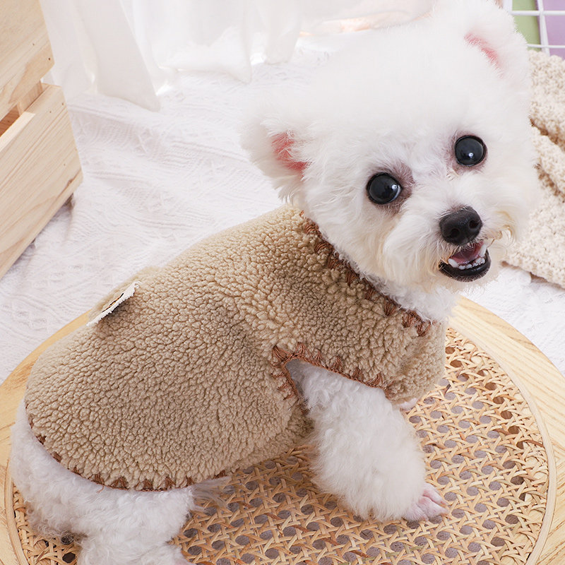 编织小马甲泰迪法斗比心狗狗衣服冬季宠物小型犬秋冬装两脚小开衫