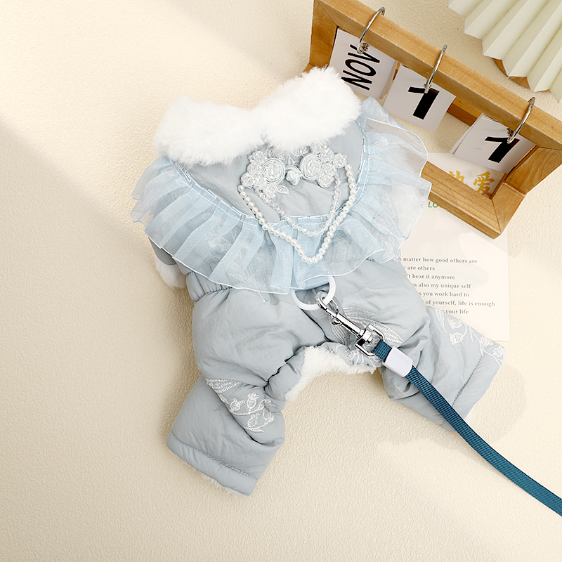 狗狗秋冬衣服小型犬冬天保暖加绒冬装加绒比熊可牵引新款居家棉服