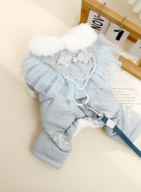 狗狗秋冬衣服小型犬冬天保暖加绒冬装加绒比熊可牵引新款居家棉服