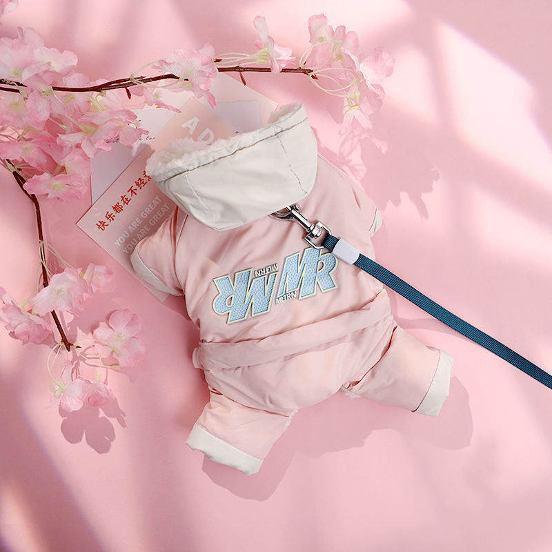 狗狗秋冬衣服小型犬冬天保暖加绒冬装比熊可牵引防寒厚款四脚棉服