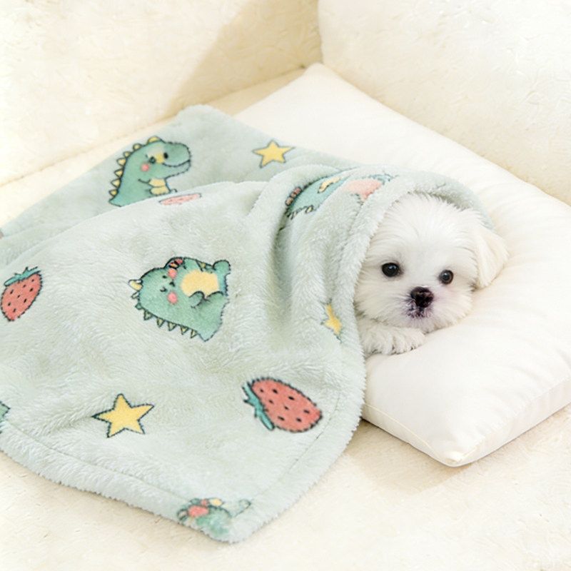 狗狗毛毯冬加厚小狗被子狗毯冬季保暖珊瑚绒可机洗卡通图案居家用