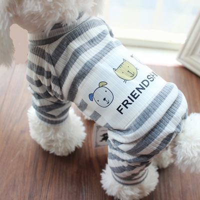 狗狗衣服小型犬马尔济斯四脚衣薄款打底衫透气空调服幼犬条纹睡衣