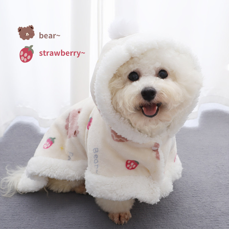 狗狗小毛毯比熊小狗冬季睡觉保暖泰迪高颜值卡通小熊披风博美衣服