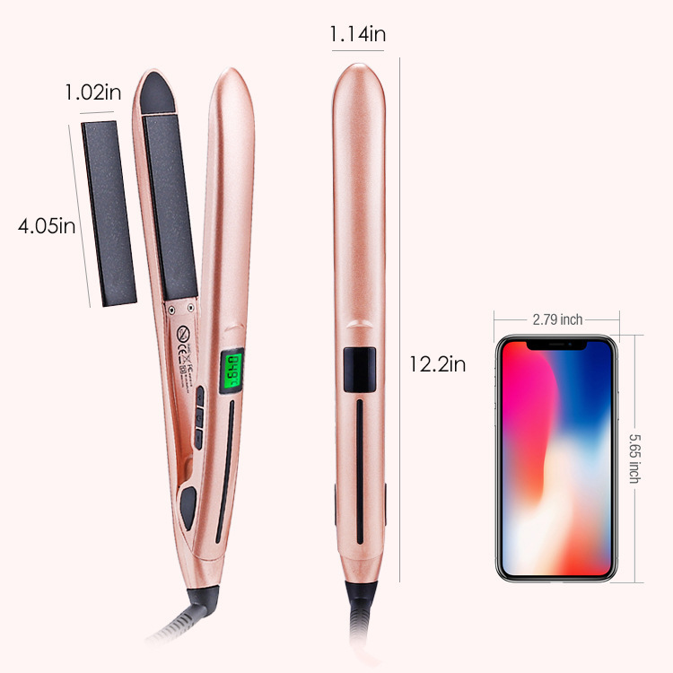 二合一调温直发器外贸出口显示温度夹板陶瓷油卷直两用直发器代发