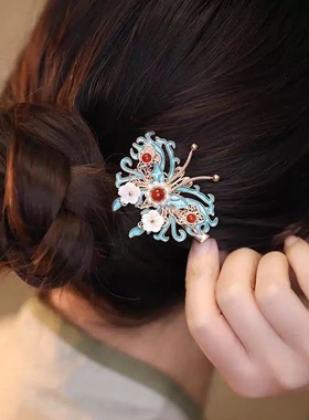 Hair accessories paired with qipao headwear古筝演出头饰
