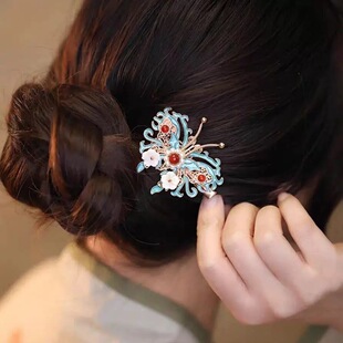 with Hair accessories paired headwear古筝演出头饰 qipao
