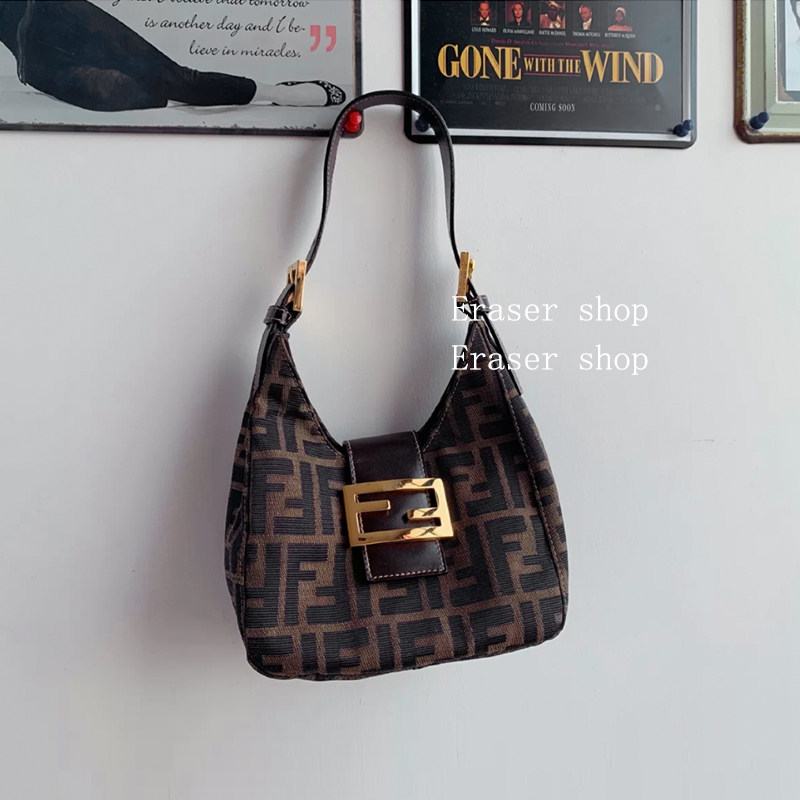 mini老花薯条水桶包复古单肩vintage腋下包中古手提ff法棍包2020