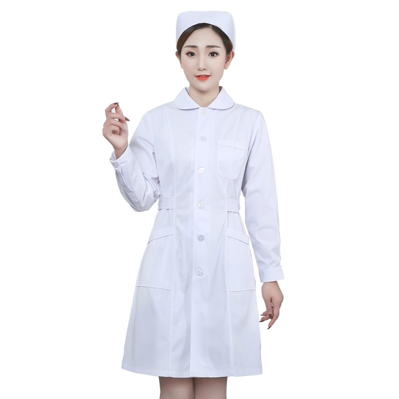 大码护士服长袖冬季女加肥加大码圆领短袖娃娃领药店200斤工作服
