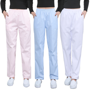 大码护士裤白色女松紧腰夏季医生护士裤子200斤加肥加大码工作裤