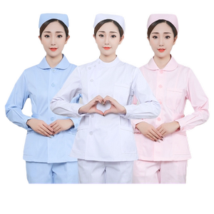 短款护士服短袖女长袖两件分体套装圆领牙科口腔粉蓝色护工工作服
