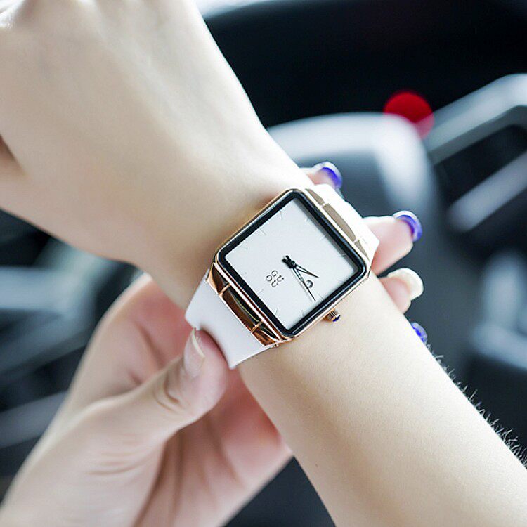 guou腕表超薄手表女学生韩版简约时尚潮流石英表硅胶表带女表