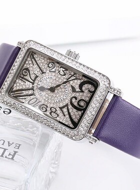 GUOU古欧气质满钻数字刻度银色皮带韩版轻奢时尚百搭防水石英手表