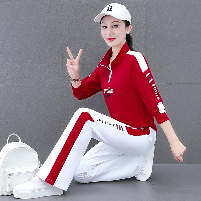 新款立领喇叭裤运动服套装女2024年春秋季时尚洋气跳舞广场舞休闲