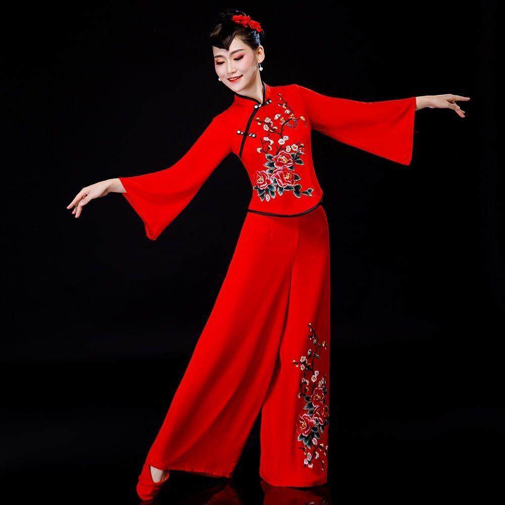 新款秧歌服演出服装女2024新款中老年广场舞扇子舞蹈套装民族风表