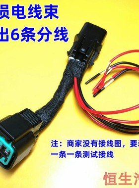 适配汽车前大灯尾灯刹车线束插头远光近光转向灯线束接头插座 6孔
