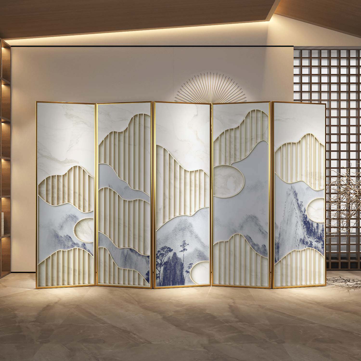 铝合金屏风折叠移动隔断客厅简约现代酒店餐厅轻奢折屏玄关入户