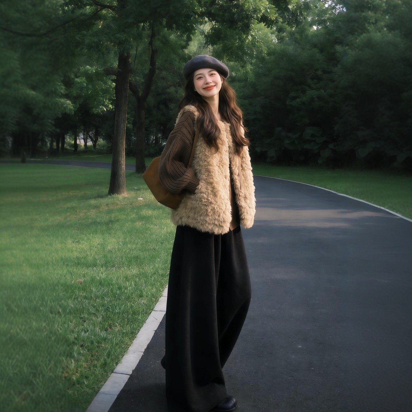 韩系冷淡两件套冬装巨好看的羊羔毛马甲毛衣阔腿裤新年战袍套装女,女装/女士精品,大码套装,淘宝优惠券,粉丝福利购,淘宝优惠卷