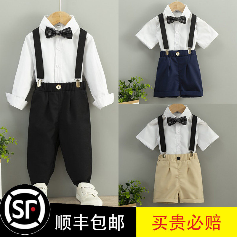 背带款儿童西装演出服春夏季
