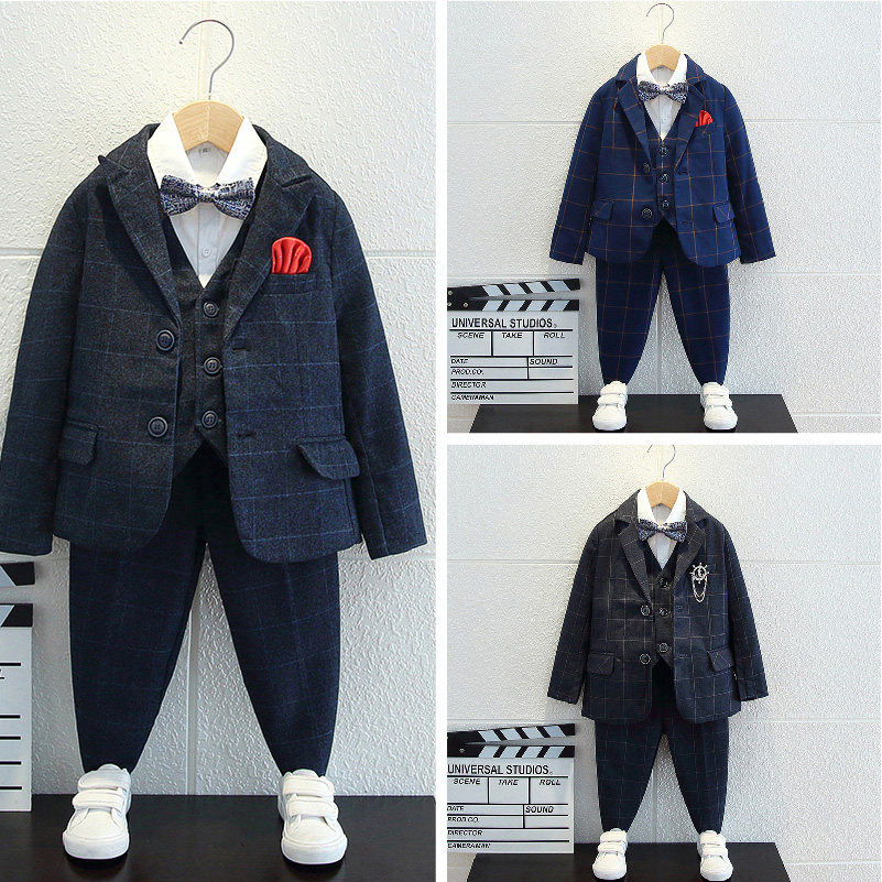 儿童西装套装男童花童礼服钢琴演出服中大童帅气小孩西服外套秋冬