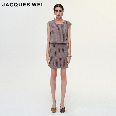 古典灰雪尼尔水晶钉珠半裙