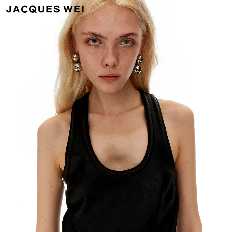 JACQUESWEI锤金流淌银色耳环