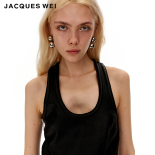JACQUES WEI设计师官方店2022aw锤金流淌银色耳环