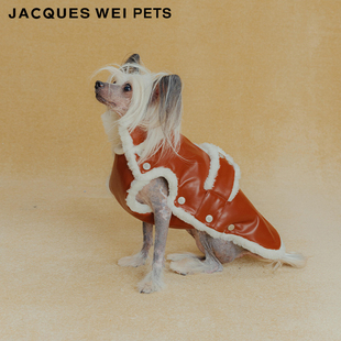 jacques pets设计师官方店2022aw宠物焦糖色皮毛一体夹克 wei