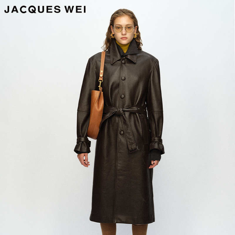 JACQUESWEI深棕羊皮大衣