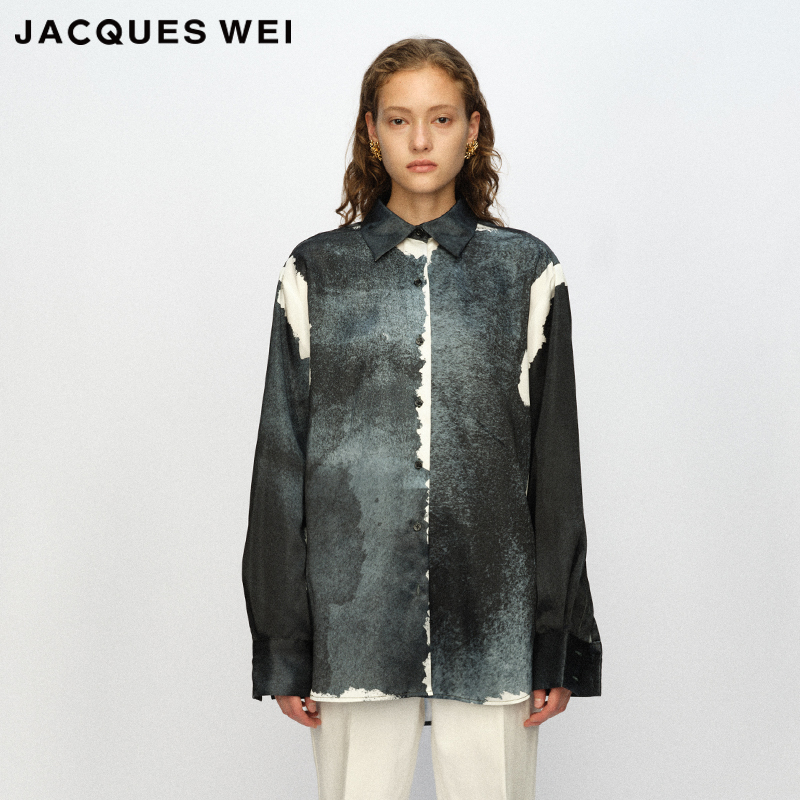 JACQUESWEI蓝墨女人体印花衬衫