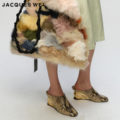 设计师官方店2023AW秋冬蛇纹坡跟穆勒鞋 JACQUES WEI